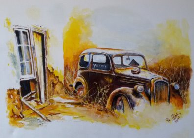 Alte Autos - Die Schrottlaube -Acryl-neu-mini